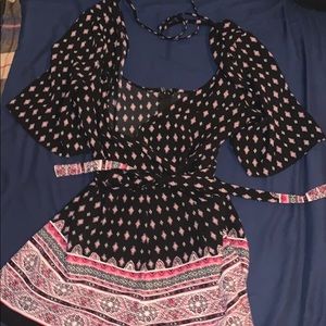 Romper, Black white and pink, Paisley Pattern